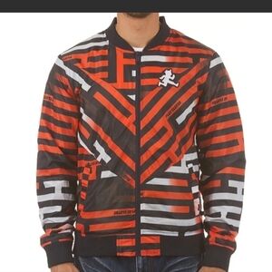 Playcloths Streetwear Bowside Front Zip Track Jacket‎ Orange Blue Striped Size L